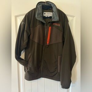 Mens Size large -Columbia Titanium Ascender Softshell Jacket /brown with orange